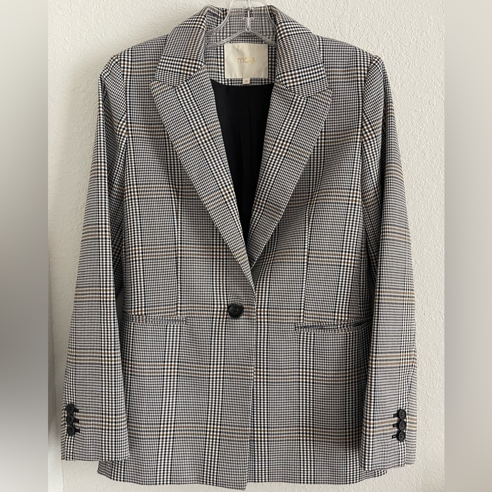 Maje Women's Gray Plaid Blazer